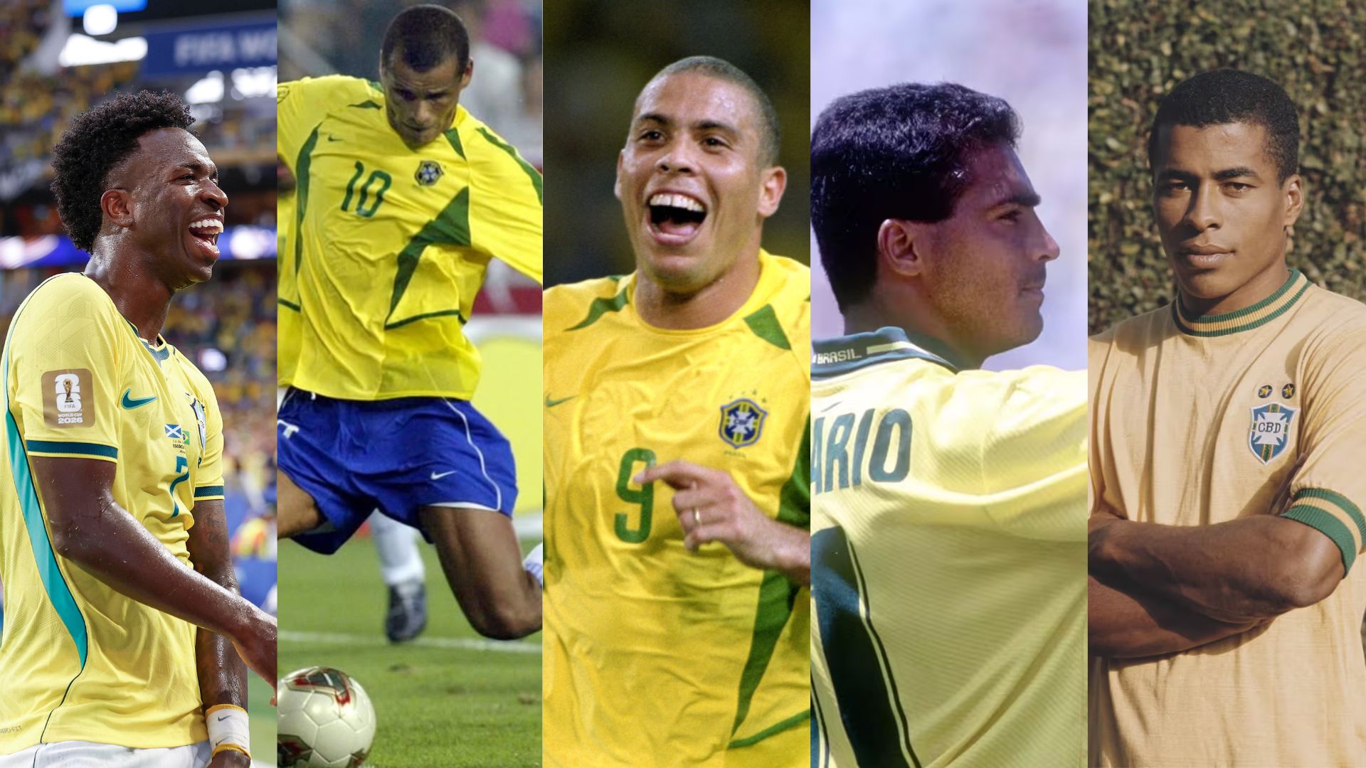 Vini Jr., Rivaldo, Ronaldo, Romário e Jairzinho marcaram gols nos 3 primeiros jogos de suas Copas