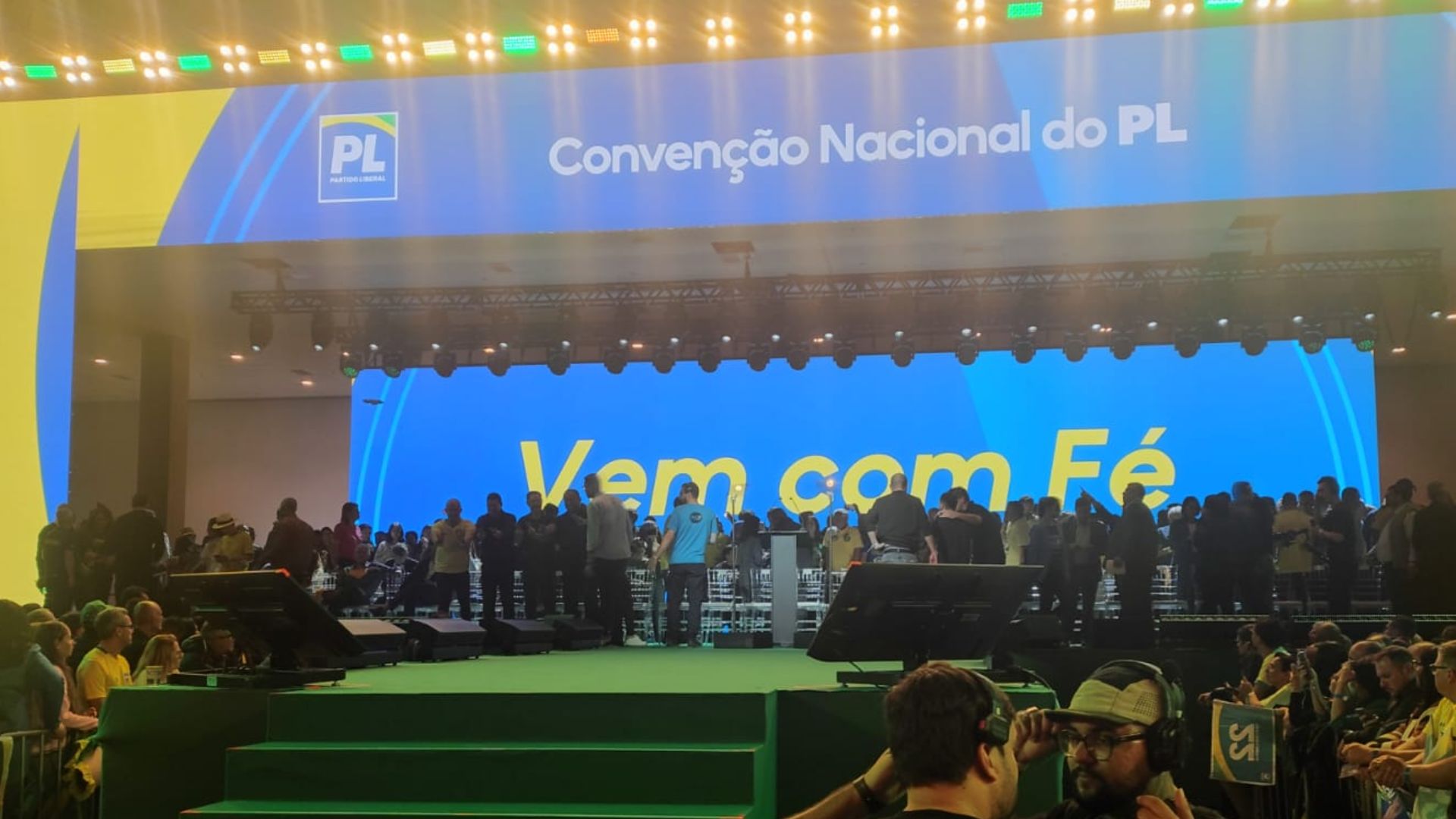 Evento de anúncio da candidatura do Flávio Bolsonaro à presidência, em São Paulo