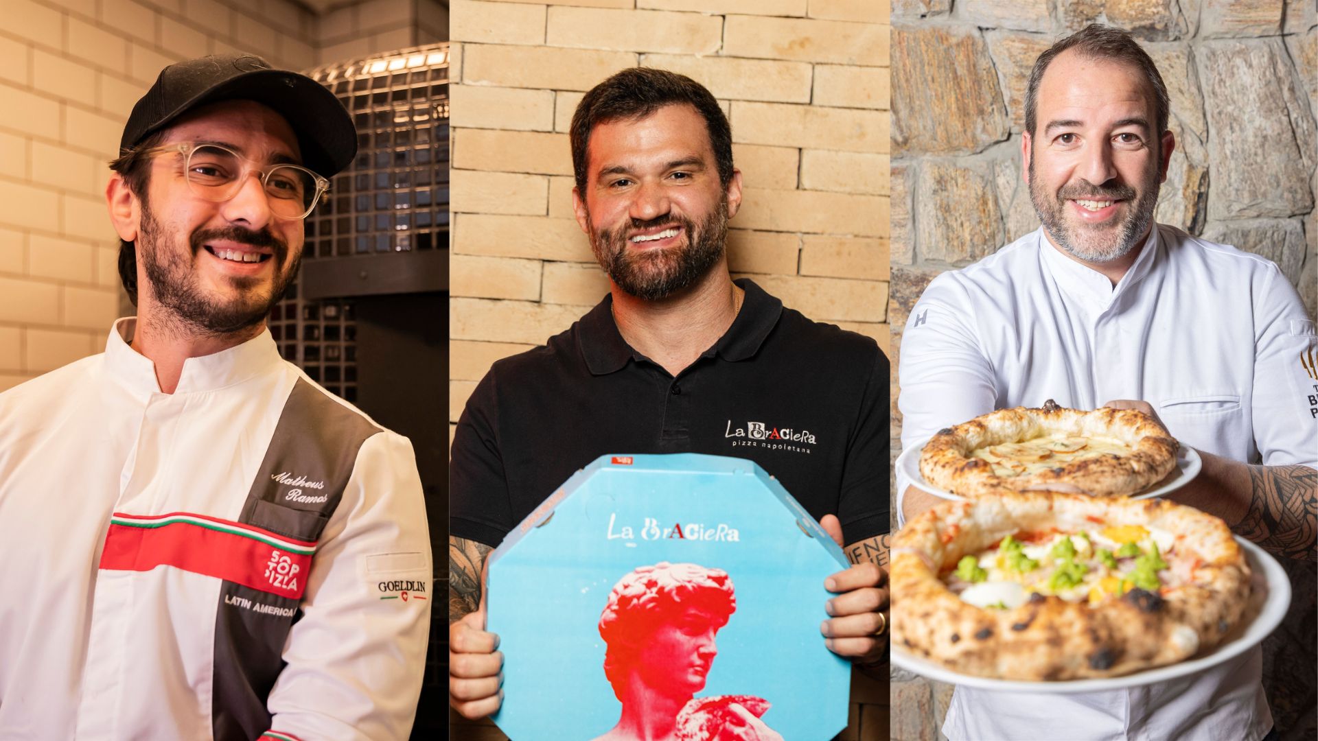 Matheus Ramos (QT Pizza Bar); Marcos Paulo (La Braciera); e Dani Branca (Soffio Pizzeria).