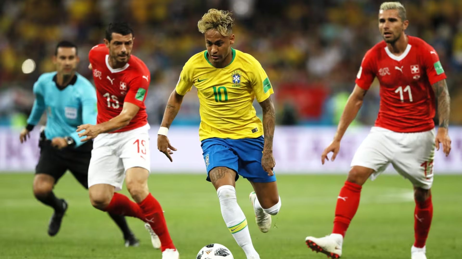 Neymar com o moicano na Copa do Mundo de 2018
