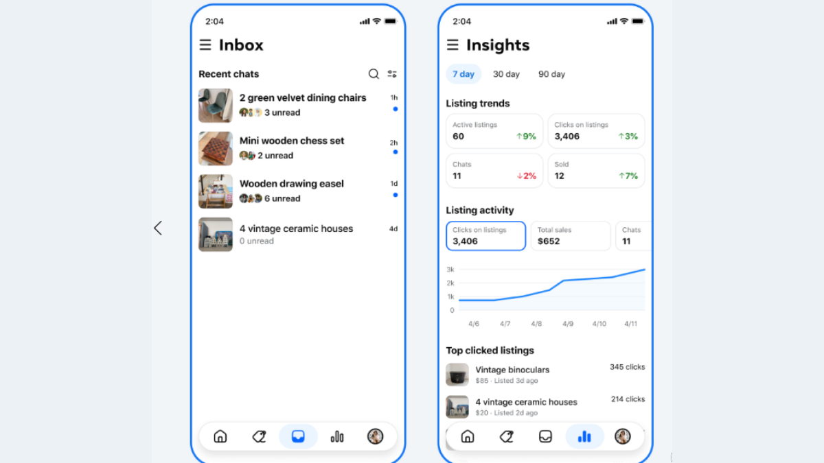 captura de tela que mostra a interface do Seller do Facebook