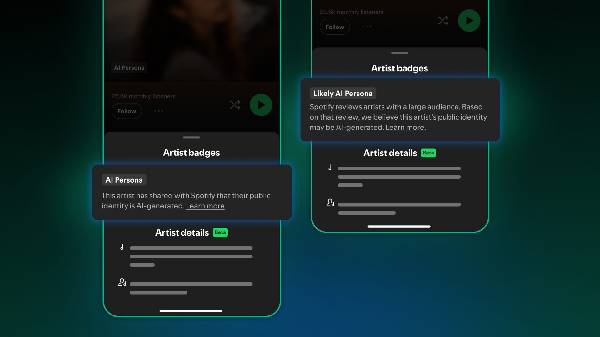 captura de tela que mostra o selo de IA no Spotify