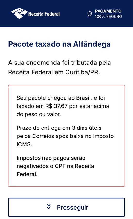 Captura de tela da página do golpe