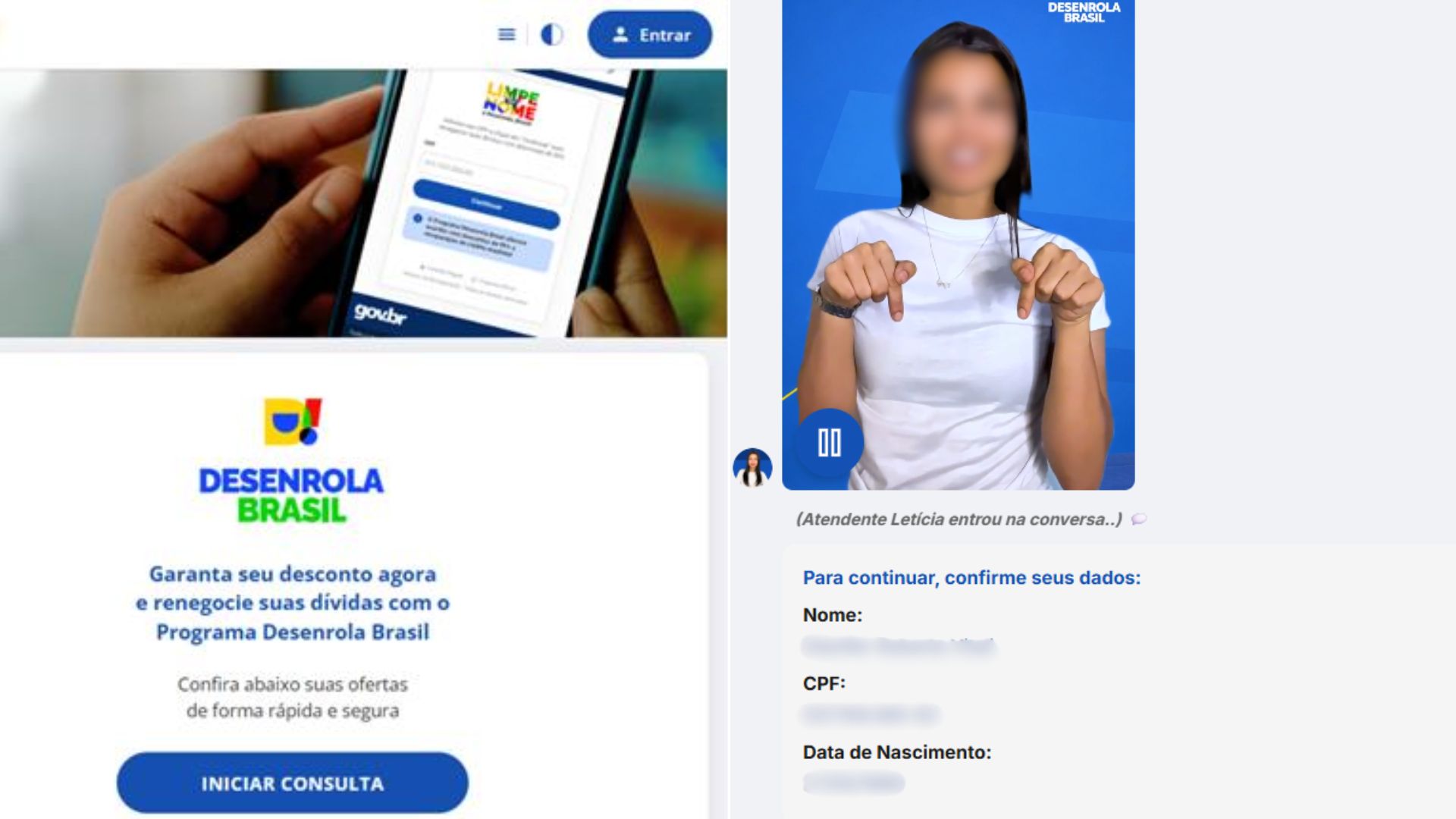 captura de tela que mostra a fraude digital usando o Novo Desenrola