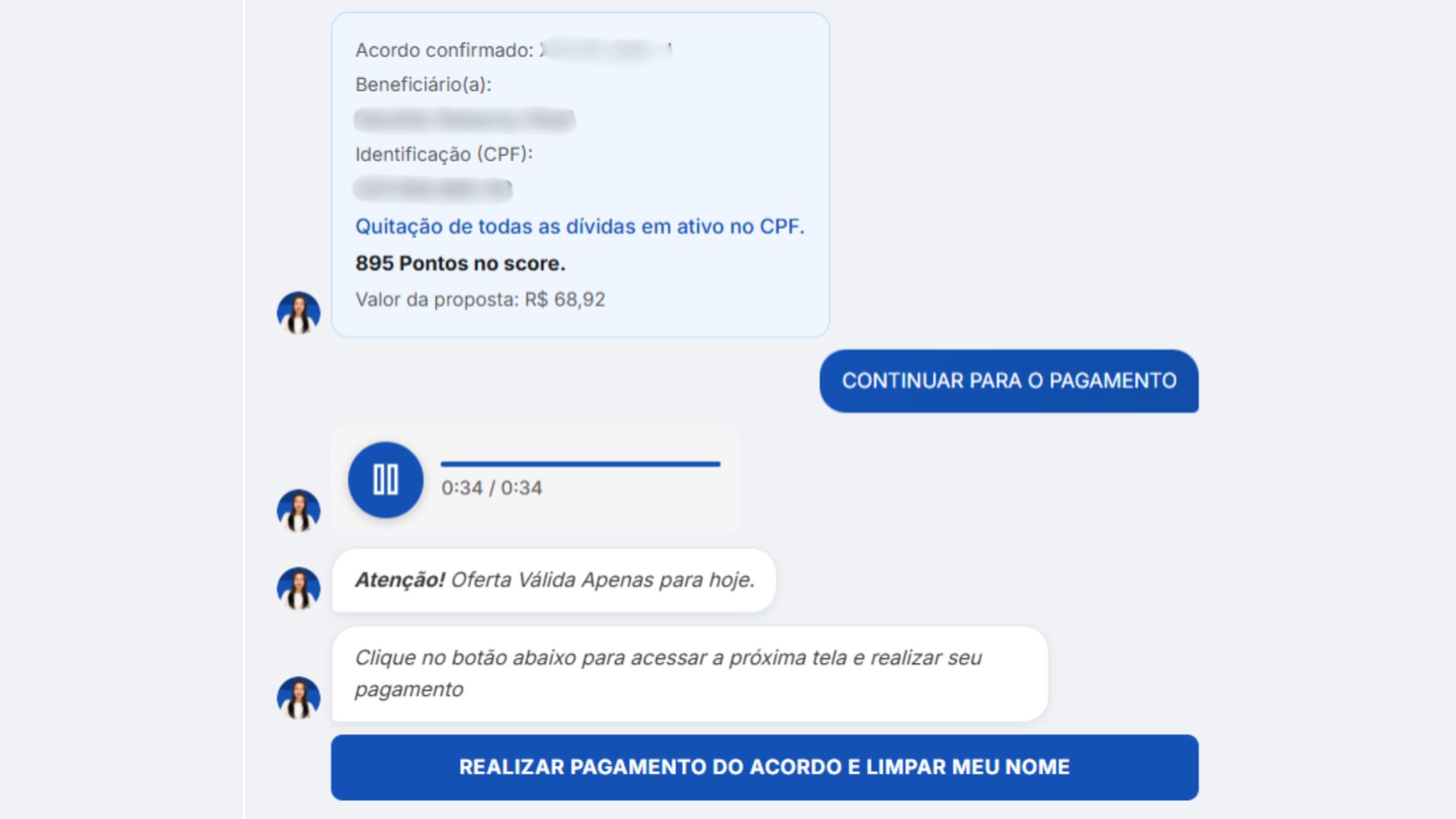 captura de tela que mostra o chat fraudulento do Desenrola