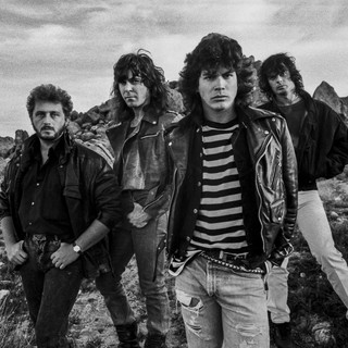 O quarteto do RPM junto em foto preto e branco