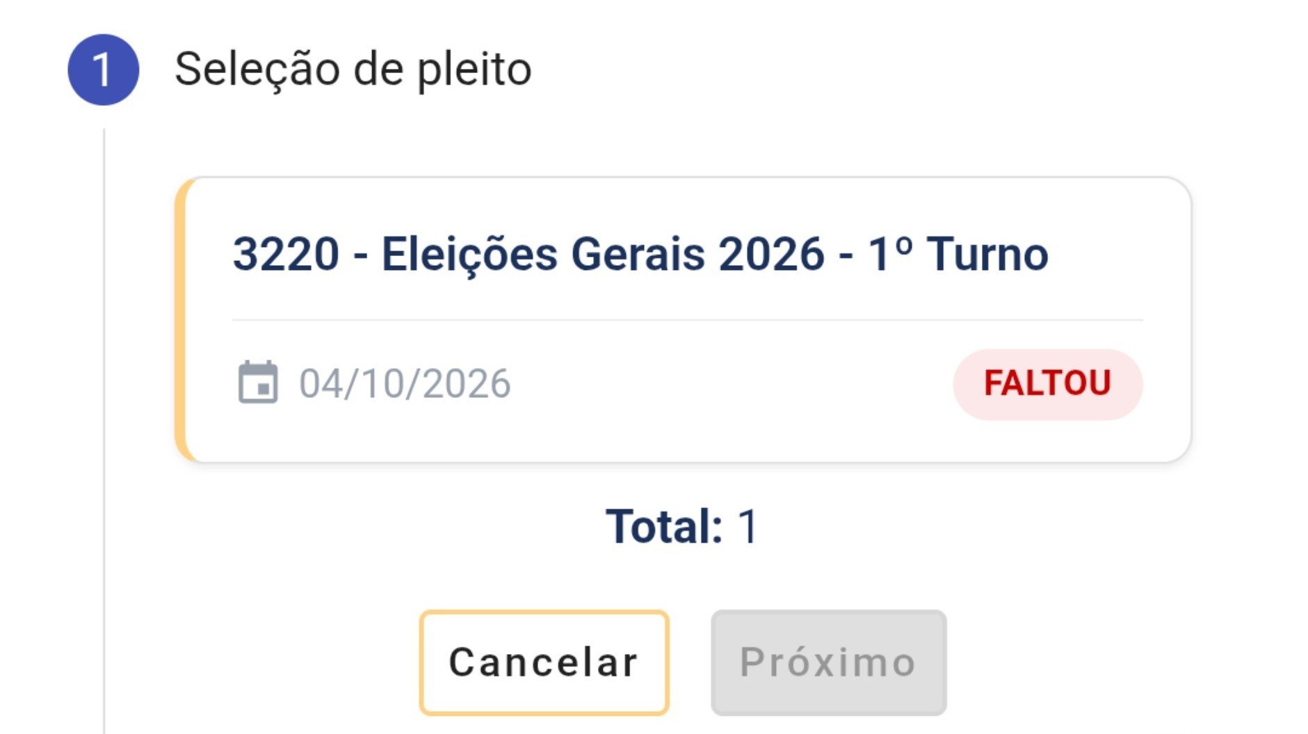 Mensagem de "Faltou" do TSE