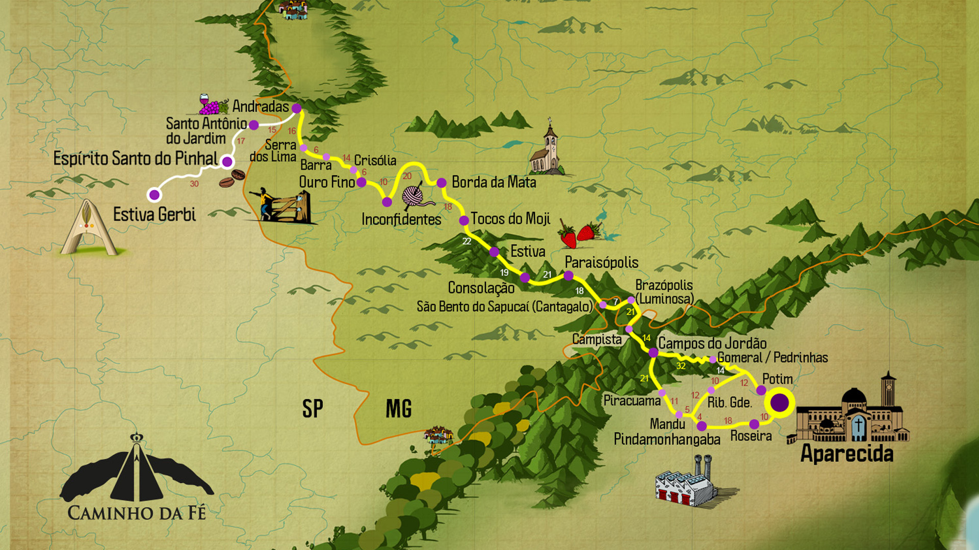 Mapa Caminho da Fé