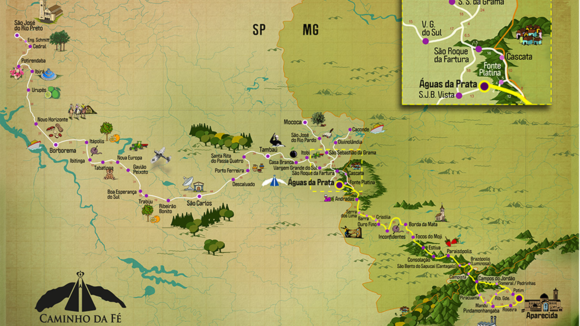 Mapa Caminho da Fé
