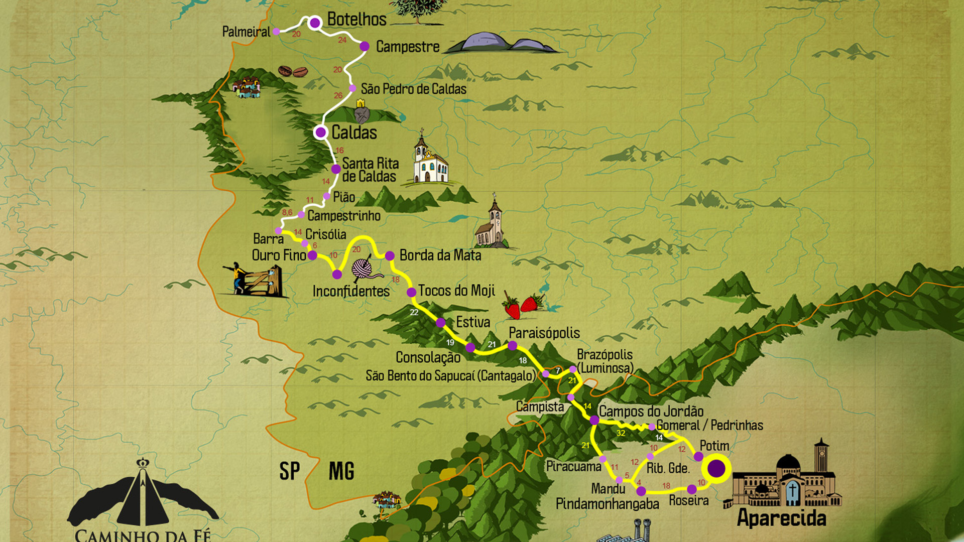 Mapa Caminho da Fé